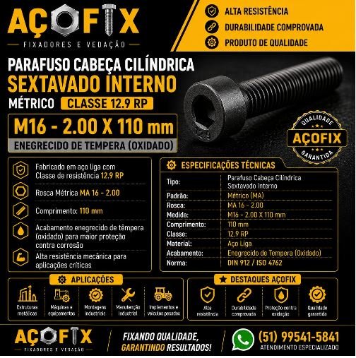 PARAFUSO CAB CIL SX INT M16 X 2,0 X 110