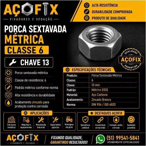 PORCA SEXTAVADA METRICA CLASSE 6